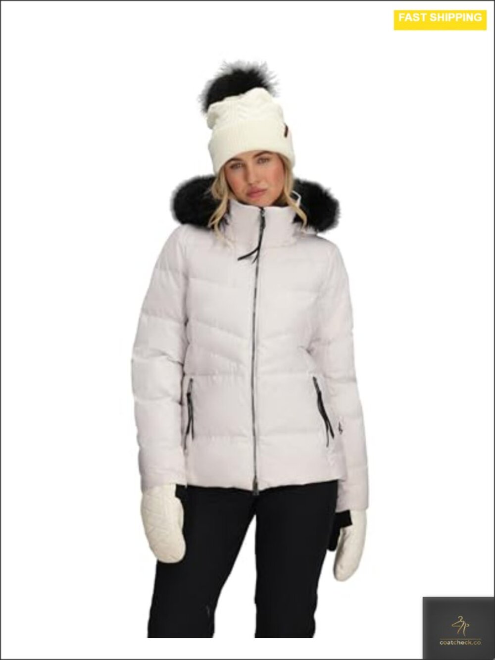 Down Ski Jacket Women's Quilted Insulated Waterproof Windproof Removable Hood